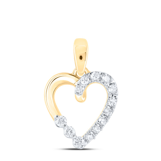10K Yellow Gold 1/20 Ctw Diamond Gift Heart Pendant