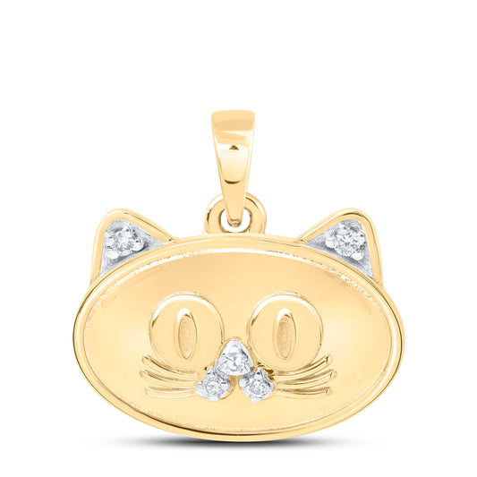 10kt Yellow Or White Or Rose Gold Diamond Cat Pendant