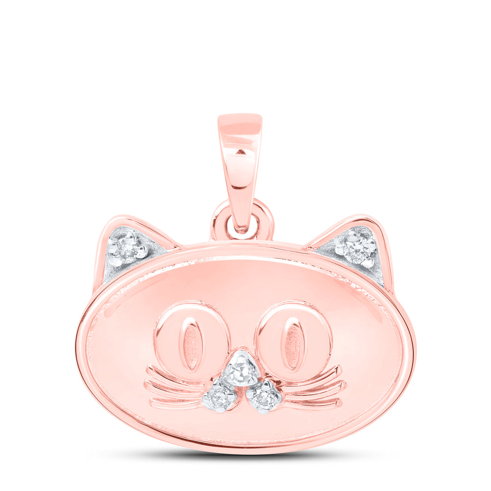 10kt Yellow Or White Or Rose Gold Diamond Cat Pendant