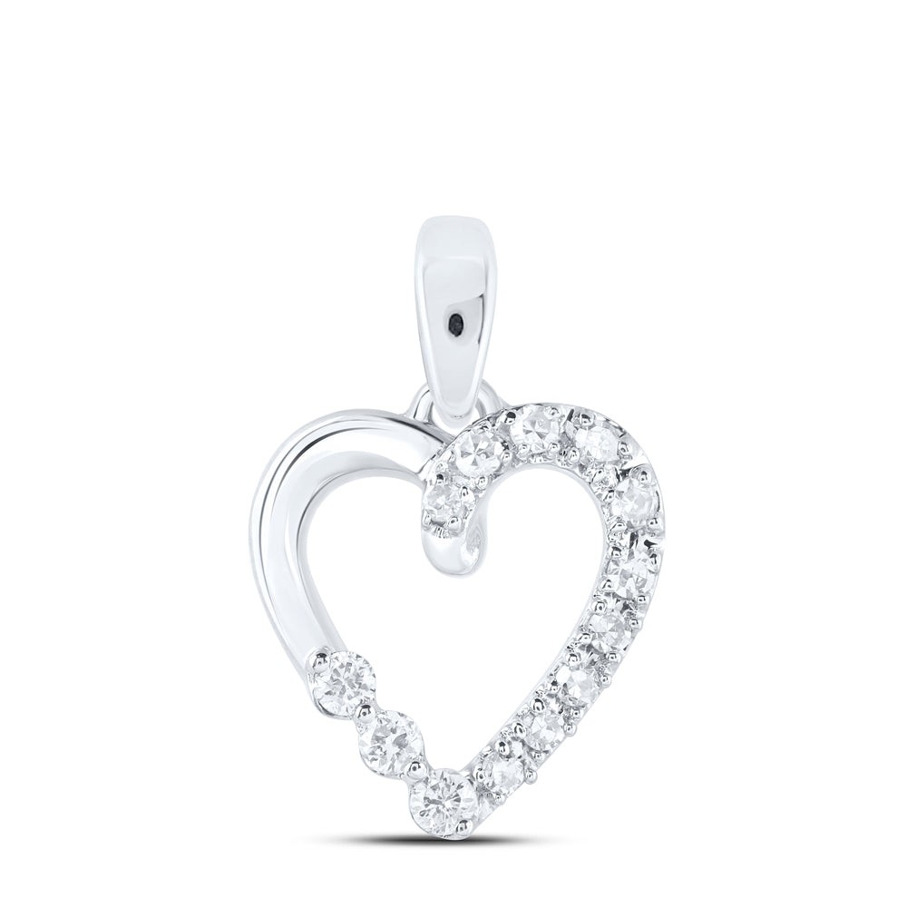 10kt White Gold 1/20 Cttw Diamond Heart Pendant