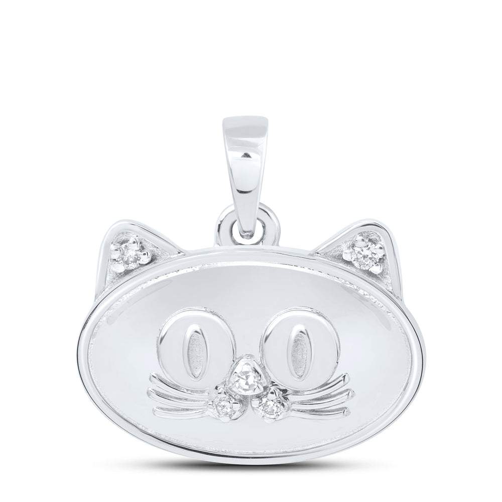 10kt Yellow Or White Or Rose Gold Diamond Cat Pendant