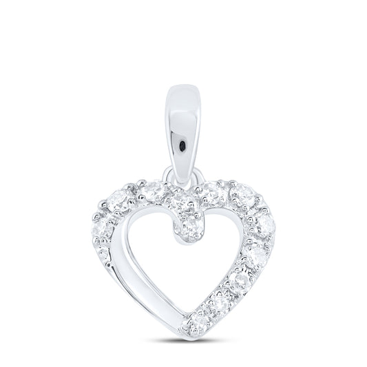 10kt White Gold 1/20 Cttw Diamond Heart Pendant