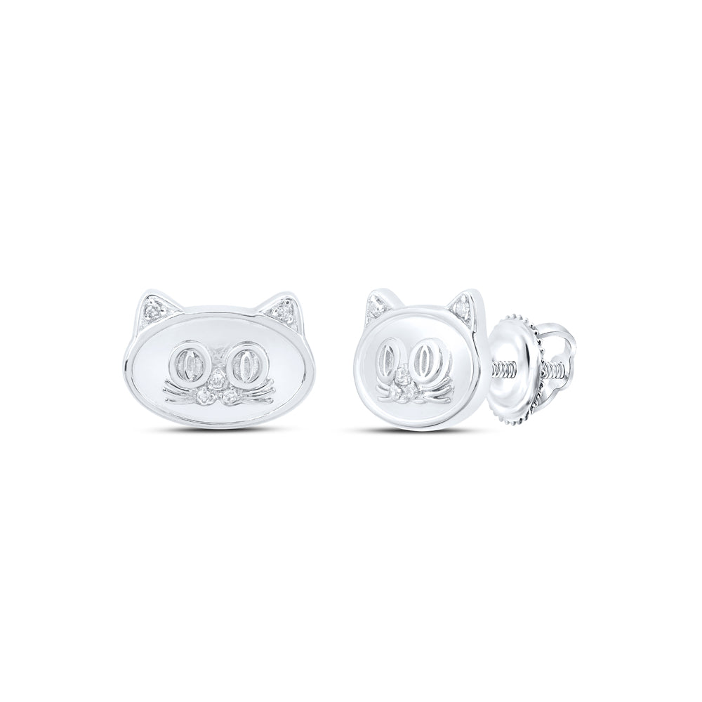 10kt Rose Or White Gold Diamond Cat Earrings