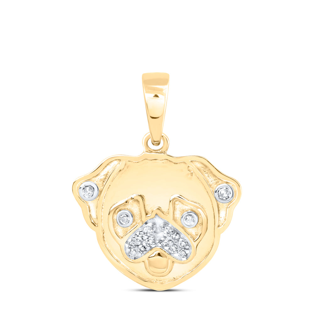 10kt Yellow Or White Or Rose Gold Diamond Dog Pendant