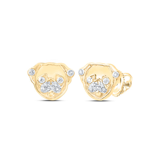 10kt Yellow Or White Or Rose Gold Diamond Dog Earrings