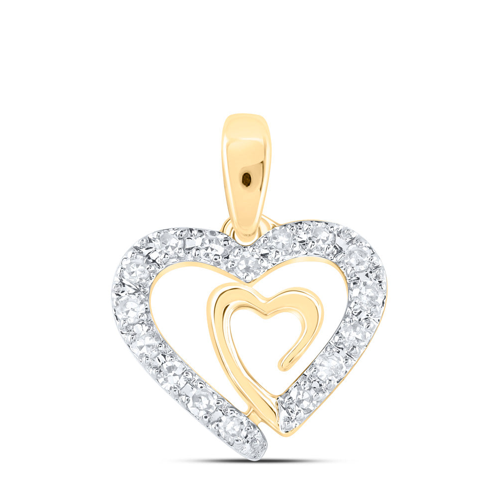 10K Yellow Gold 1/20Ctw Natural Diamond Gift Heart Pendant