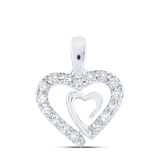 10kt White Gold 1/20 Cttw Diamond Heart Pendant