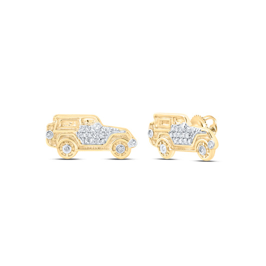 10kt Yellow Gold 1/10 Cttw Diamond Jeep Earrings