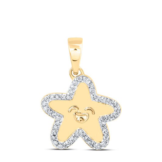 10kt Yellow Or White Or Rose Gold Diamond Star Fish Pendant