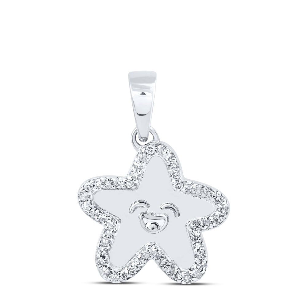 10kt Yellow Or White Or Rose Gold Diamond Star Fish Pendant