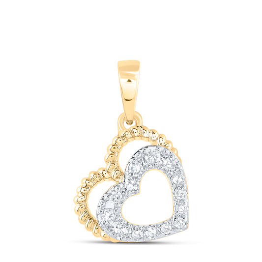 10K Yellow Gold 1/20 Ctw Diamond Gift Heart Pendant
