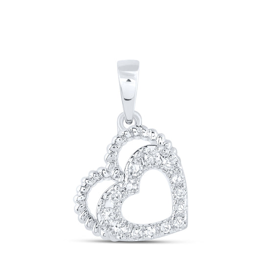 10kt White Gold 1/20 Cttw Diamond Heart Pendant