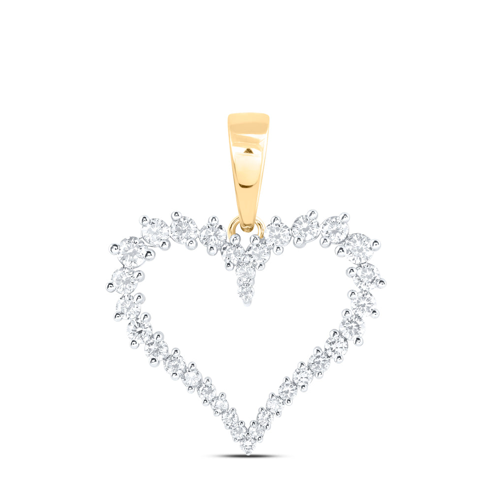 10kt Yellow Gold 3 1/3 Cttw Diamond Heart Pendant