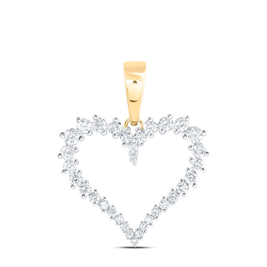 10kt Yellow Gold 3 1/3 Cttw Diamond Heart Pendant