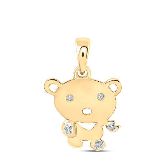 10kt Yellow Or White Or Rose Gold Diamond Teddy Bear Pendant