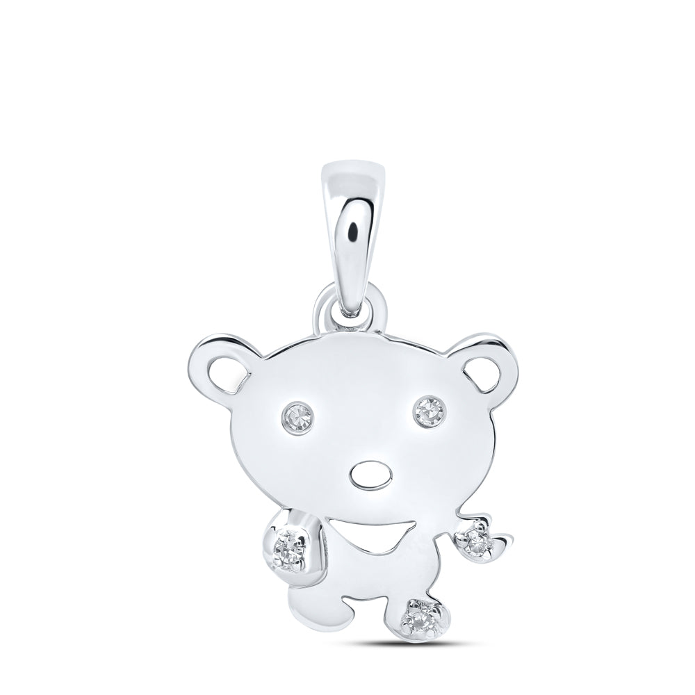 10kt Yellow Or White Or Rose Gold Diamond Teddy Bear Pendant