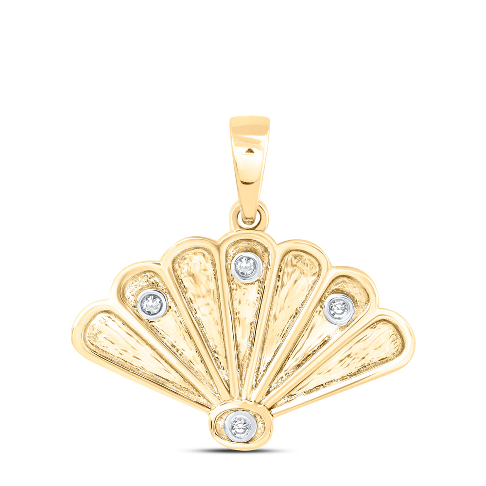 10kt Yellow Or White Or Rose Gold Diamond Sea Shell Pendant