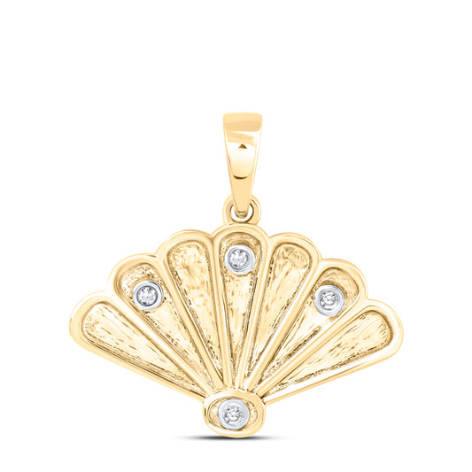 10kt Yellow Or White Or Rose Gold Diamond Sea Shell Pendant