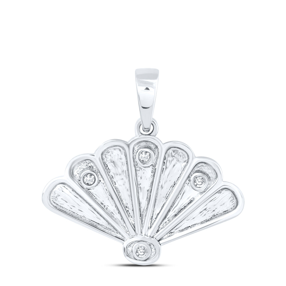 10kt Yellow Or White Or Rose Gold Diamond Sea Shell Pendant
