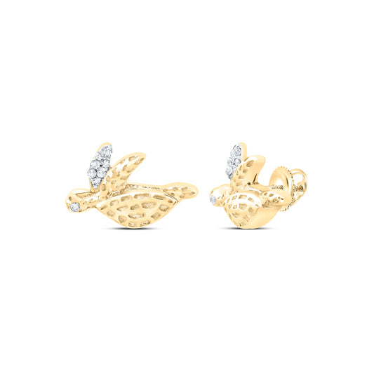 10kt Yellow Or Rose Gold Diamond Turtle Earrings