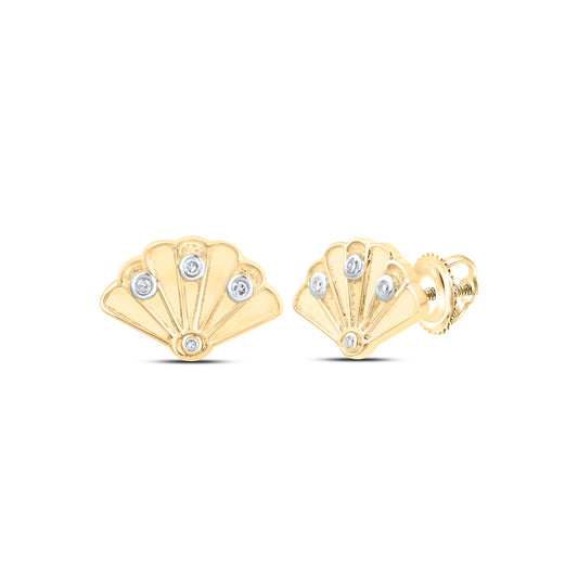10kt Yellow Or White Or Rose Gold Diamond Sea Shell Earrings