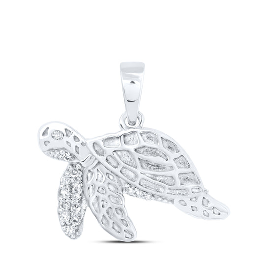 10kt White Or Rose Gold Diamond Turtle Pendant