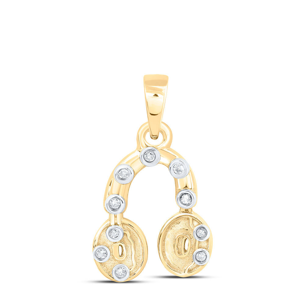 10kt Yellow Or White Or Rose Gold Diamond Headphone Pendant