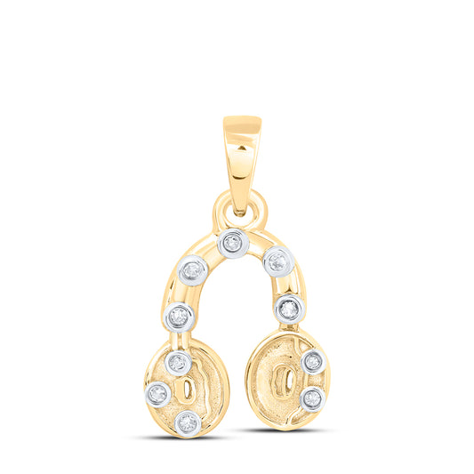 10kt Yellow Or White Or Rose Gold Diamond Headphone Pendant