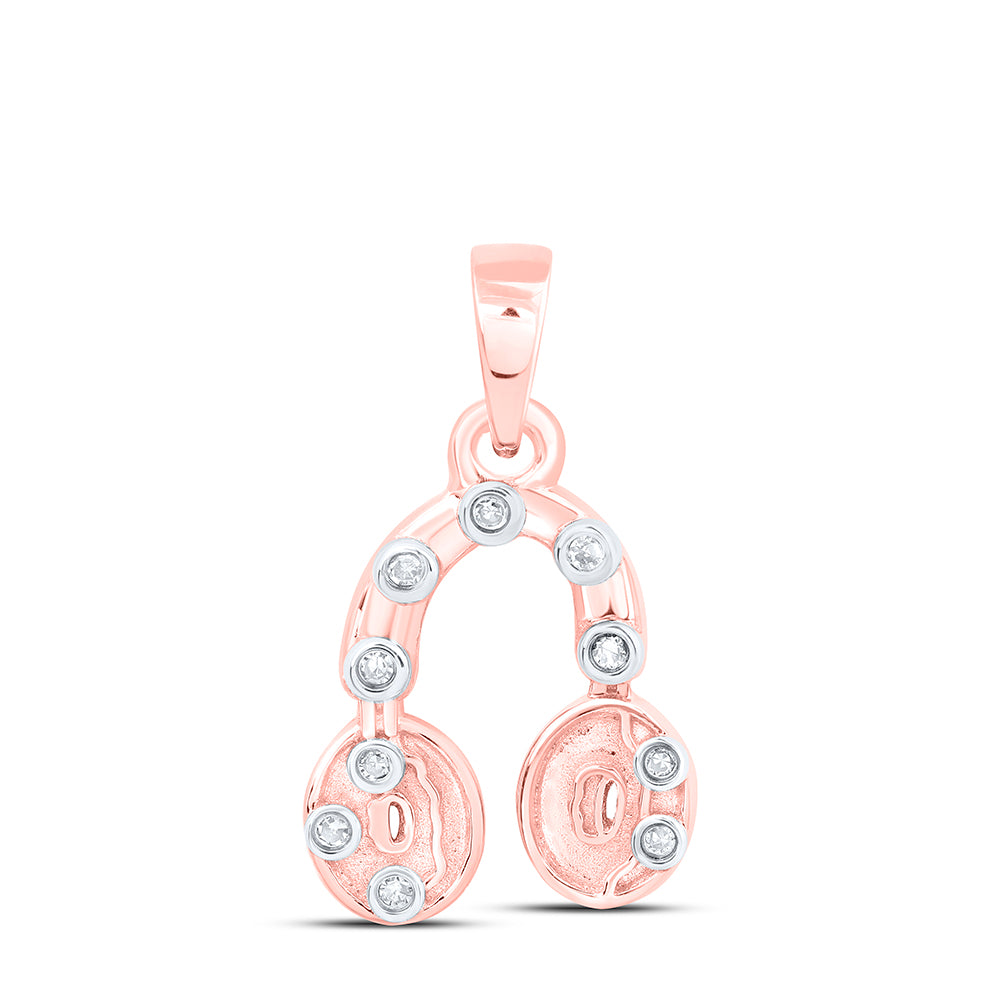 10kt Yellow Or White Or Rose Gold Diamond Headphone Pendant