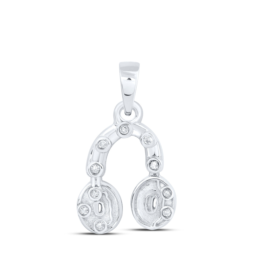 10kt Yellow Or White Or Rose Gold Diamond Headphone Pendant