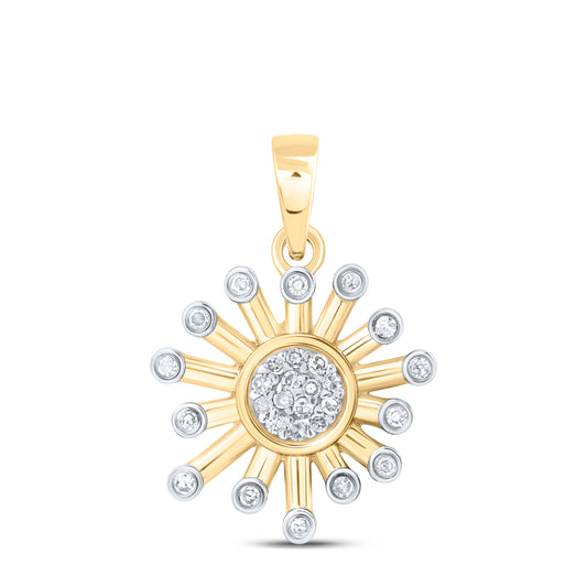 10kt Yellow Or White Or Rose Gold Diamond Sun Pendant