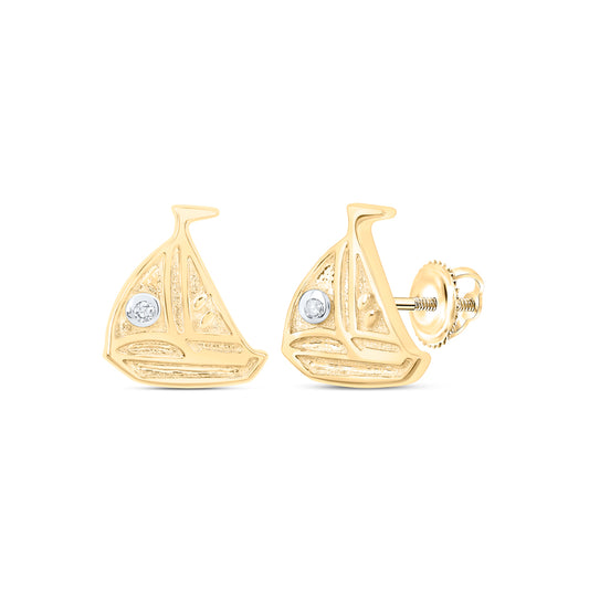 10kt Yellow Or White Or Rose Gold Diamond Boat Earrings