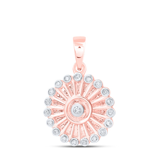10kt Rose Or White Gold Diamond Sun Flower Pendant