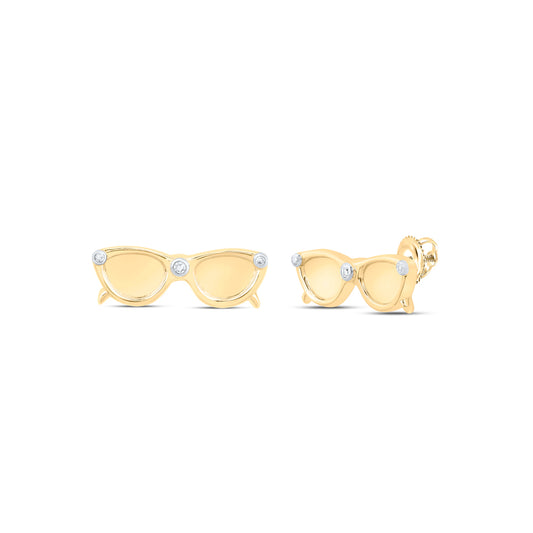 10kt Yellow Or White Or Rose Gold Diamond Sun Glasses Earrings