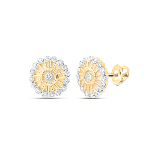 10kt Yellow Or White Or Rose Gold Diamond Sun Flower Earrings