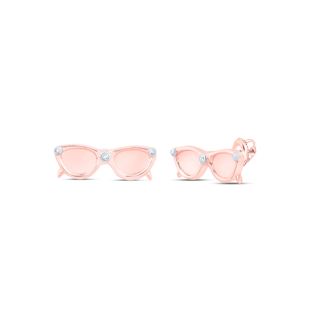 10kt Yellow Or White Or Rose Gold Diamond Sun Glasses Earrings
