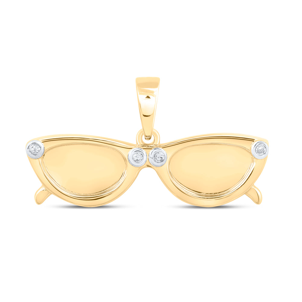 10kt Yellow Or White Or Rose Gold Diamond Sun Glasses Pendant