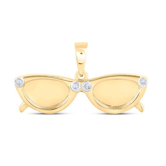 10kt Yellow Or White Or Rose Gold Diamond Sun Glasses Pendant