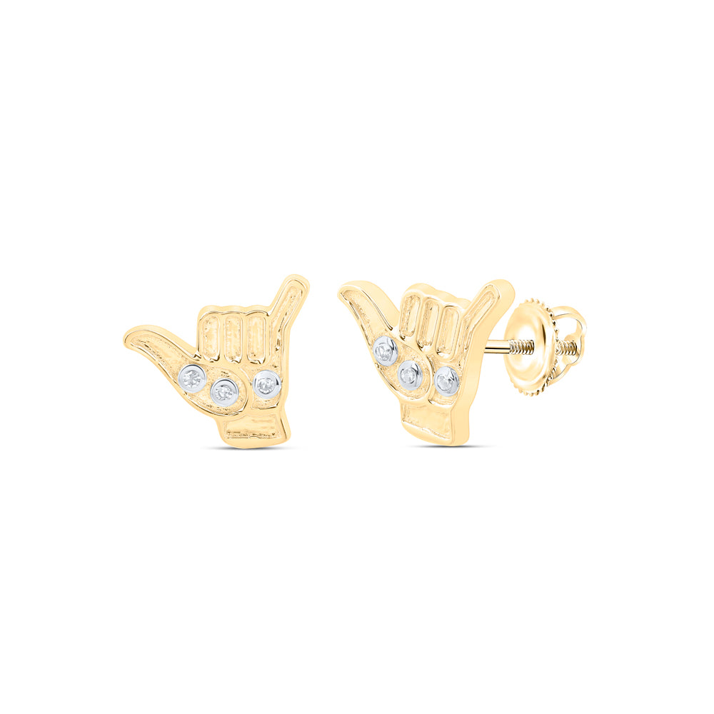 10kt Yellow Or White Or Rose Gold Diamond Cool Hand Earrings