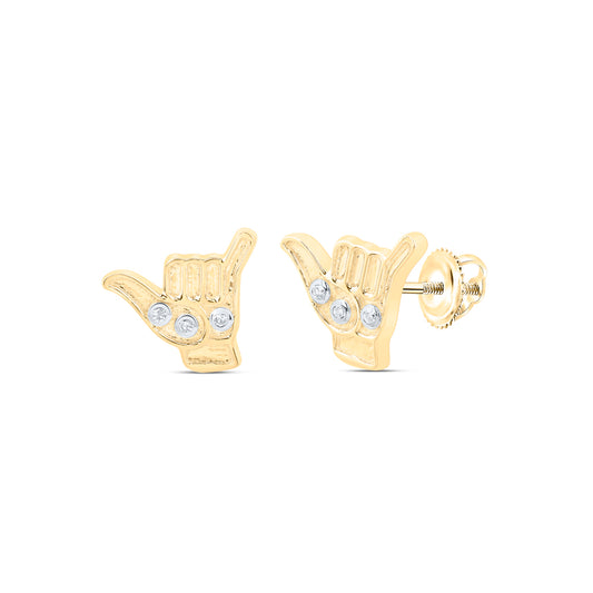 10kt Yellow Or White Or Rose Gold Diamond Cool Hand Earrings
