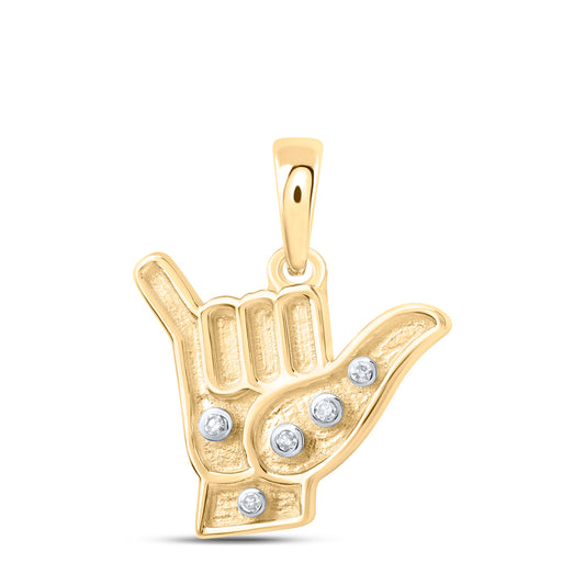 10kt Yellow Or White Or Rose Gold Diamond Cool Hand Pendant