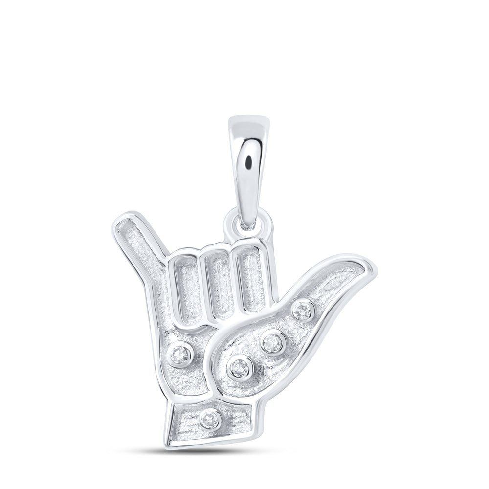 10kt Yellow Or White Or Rose Gold Diamond Cool Hand Pendant