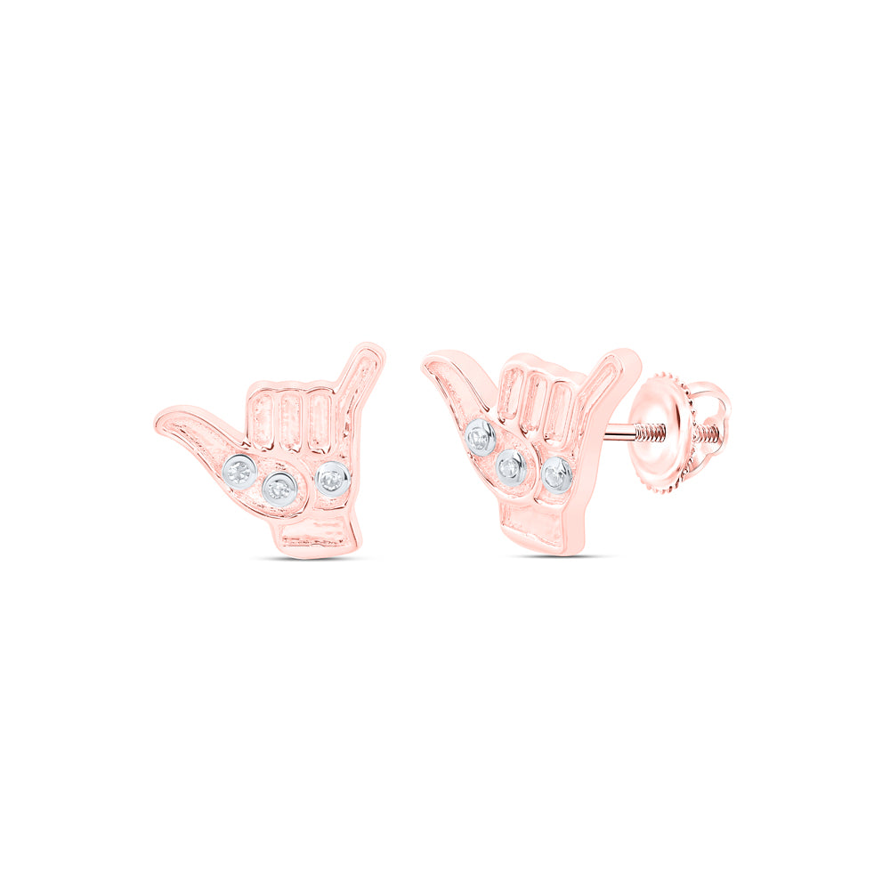 10kt Yellow Or White Or Rose Gold Diamond Cool Hand Earrings