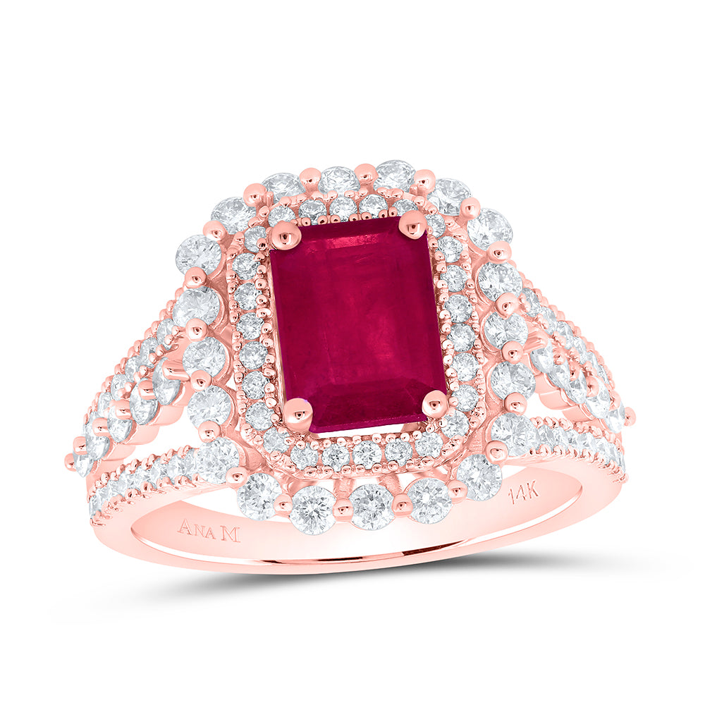 14kt Yellow Or Rose Gold Diamond Ana M 8x6 Mm Emerald Natural Gem Wedding Engagement Anniversary Ring