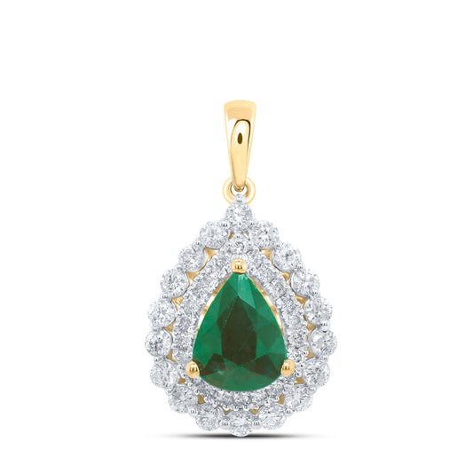 14kt Yellow Gold 1/2 Cttw Diamond Ana M 8 X 6 Mm Em-pear Natural Gem Pendant