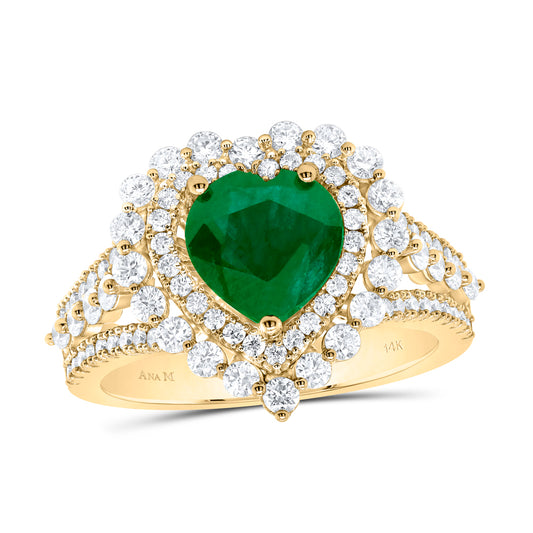 14kt Yellow Or White Or Rose Gold Diamond Ana M 8.0 X 8.10 Mm Heart Natural Gem Wedding Engagement Anniversary Ring