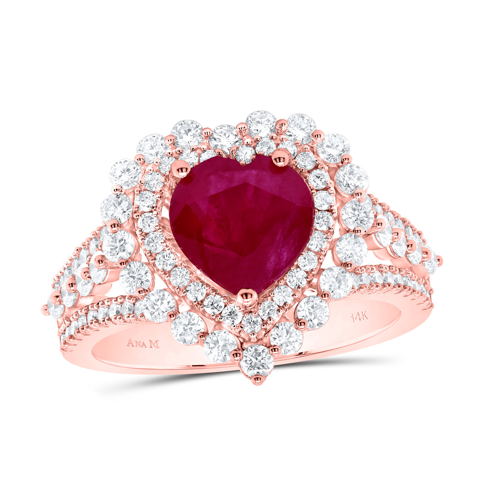 14kt Yellow Or White Or Rose Gold Diamond Ana M 8.0 X 8.10 Mm Heart Natural Gem Wedding Engagement Anniversary Ring