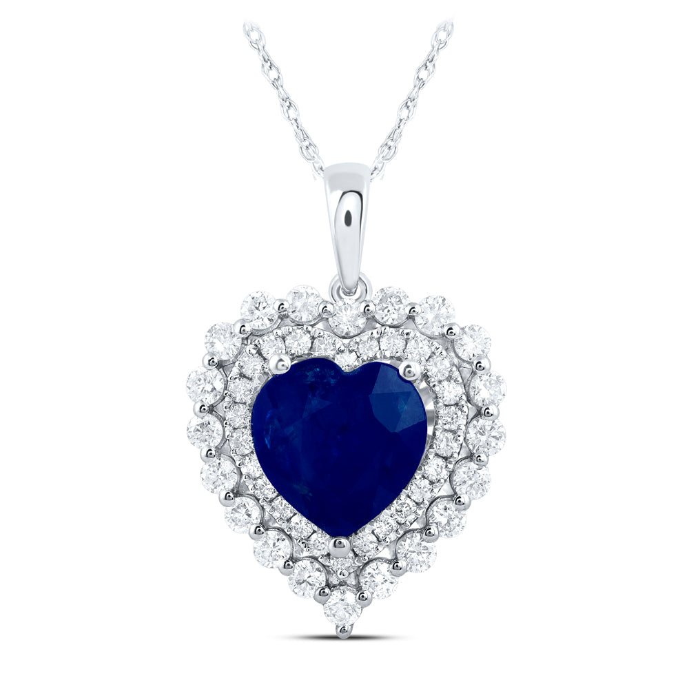 14kt White Gold 5/8 Cttw Diamond Ana M 8.0 X 8.0 Mm Bs-heart Natural Gem Pendant