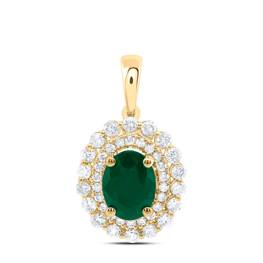 14kt Yellow Gold 1/2 Cttw Diamond Ana M 8 X 6 Mm Em Oval Natural Gem Pendant