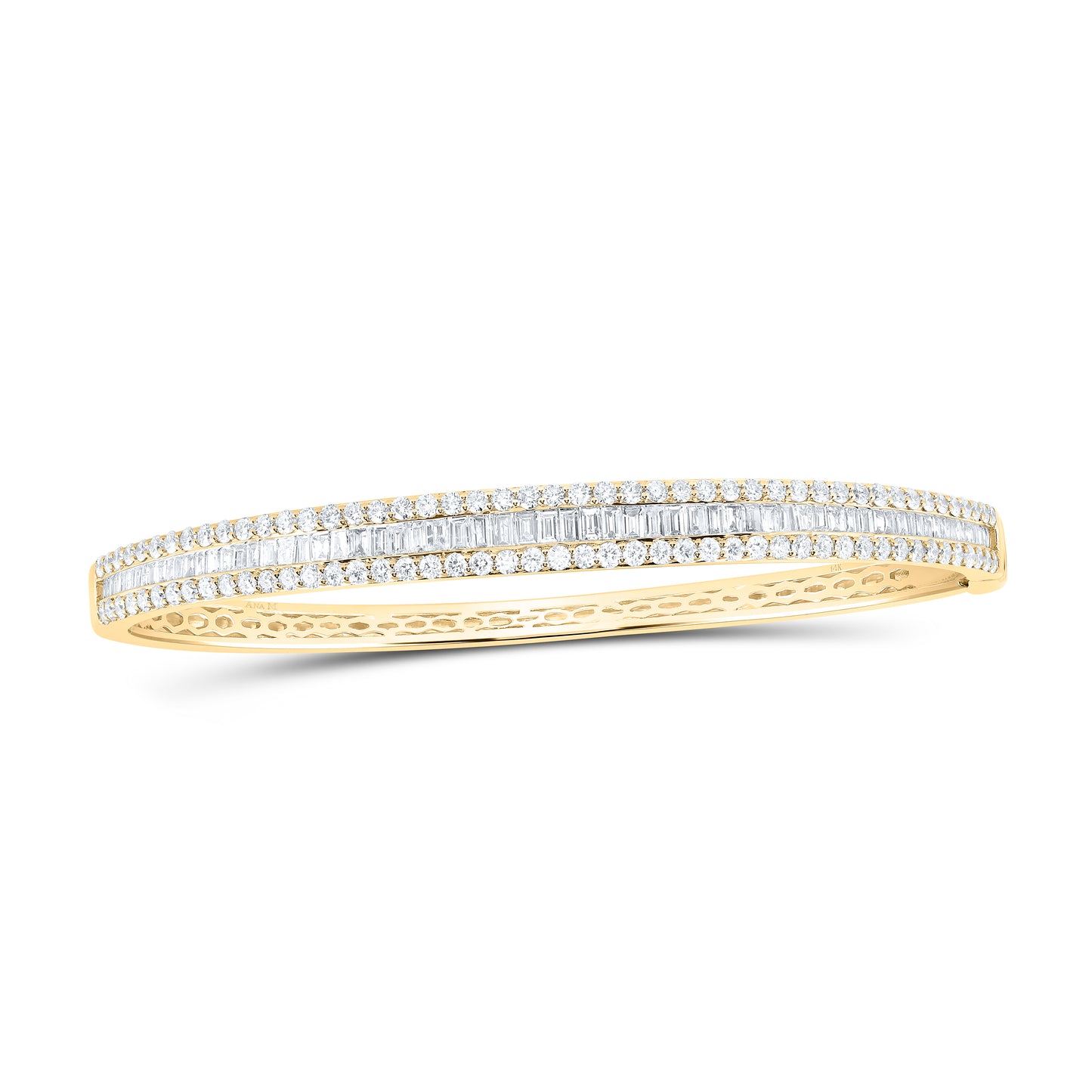 14K Yellow Or White Gold 2 5/8Ctw Natural Diamond Ana M Fashion Bangle (60X48Mm)